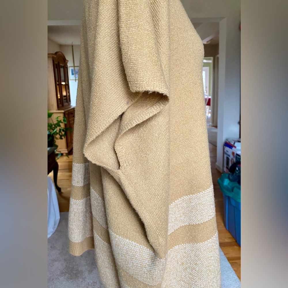 Topshop Neutral Camel Mockneck Poncho Sweater - Picture 4 of 6